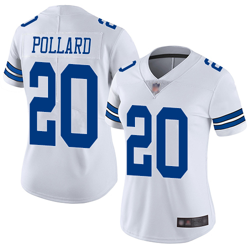 Personalized Cowboys #20 Tony Pollard White Women’s Stitched Football Untouchable Limited Jersey