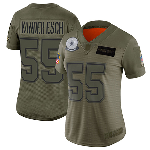 Personalized Cowboys #55 Leighton Vander Esch Camo Women’s Stitched Football Limited 2019 Salute to Service Jersey