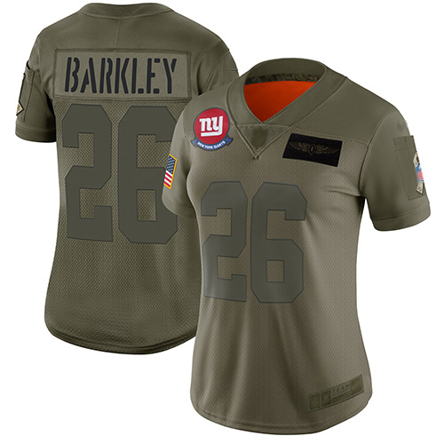 Personalized Giants #26 Saquon Barkley Camo Women’s Stitched Football Limited 2019 Salute to Service Jersey