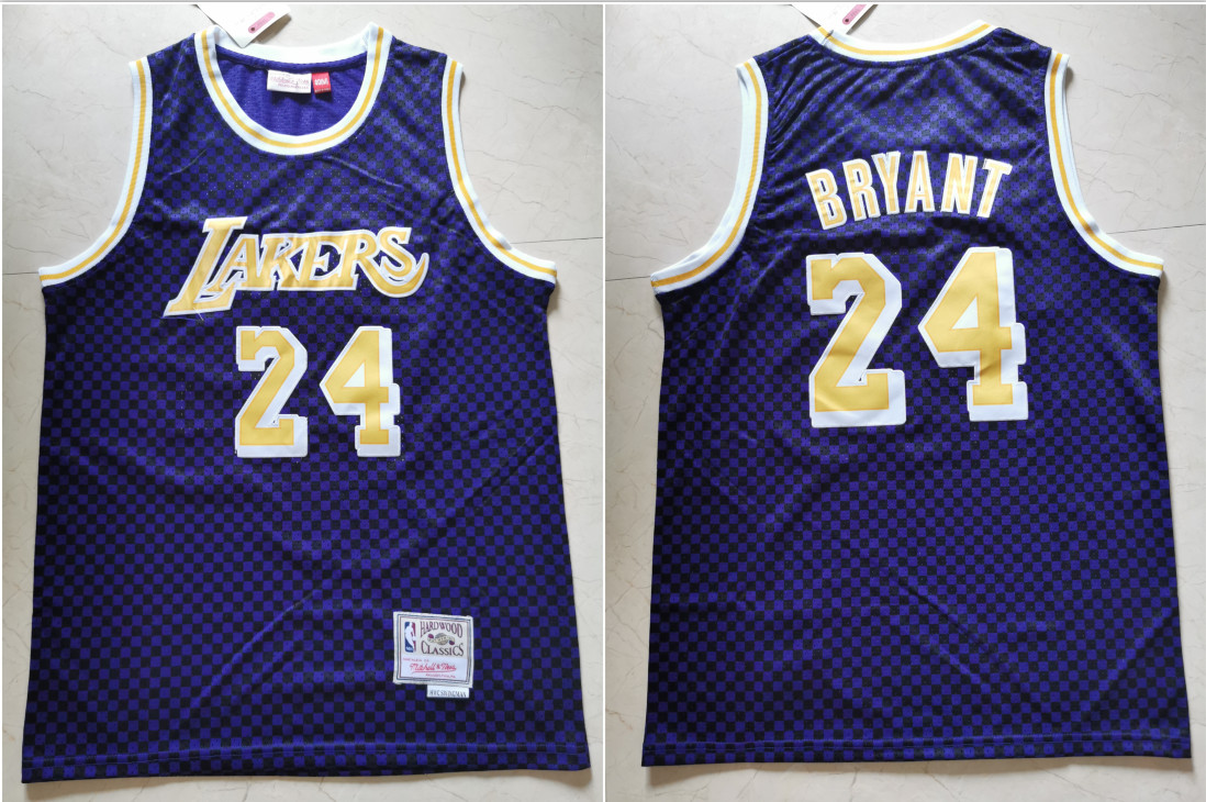 Personalized Lakers 24 Kobe Bryant Purple Hardwood Classics Jersey