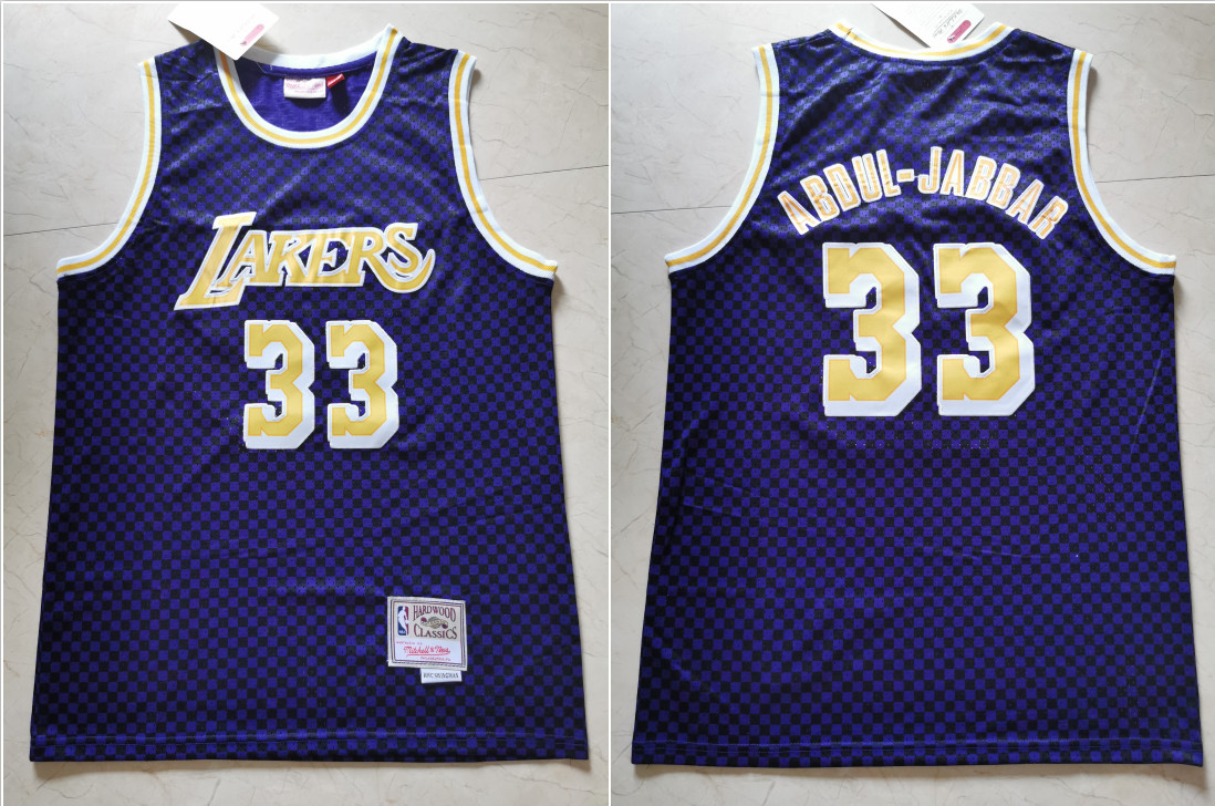 Personalized Lakers 33 Kareem Abdul-Jabbar Purple Hardwood Classics Jersey