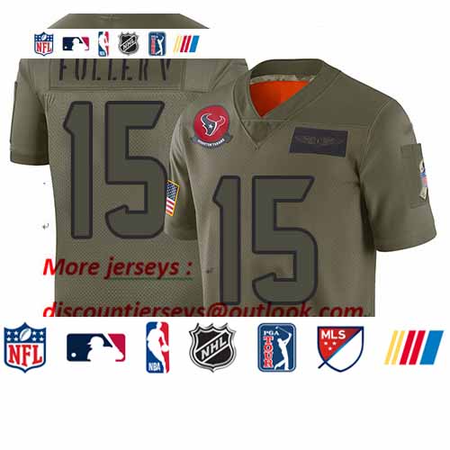 Personalized Texans #15 Will Fuller V Camo Youth Stitched Football Limited 2019 Salute to Service Jersey