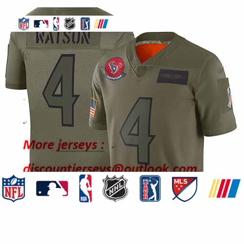 Personalized Texans #4 Deshaun Watson Camo Youth Stitched Football Limited 2019 Salute to Service Jersey