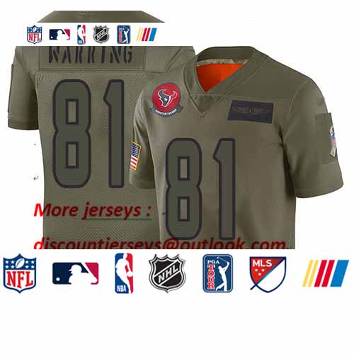 Personalized Texans #81 Kahale Warring Camo Youth Stitched Football Limited 2019 Salute to Service Jersey