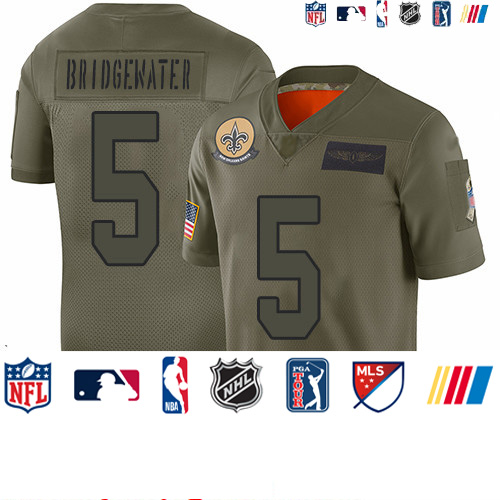 Personalized Saints #5 Teddy Bridgewater Camo Youth Stitched Football Limited 2019 Salute to Service Jersey