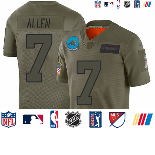 Personalized Panthers #7 Kyle Allen Camo Youth Stitched Football Limited 2019 Salute to Service Jersey