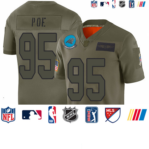 Personalized Panthers #95 Dontari Poe Camo Youth Stitched Football Limited 2019 Salute to Service Jersey