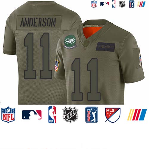 Personalized Jets #11 Robby Anderson Camo Youth Stitched Football Limited 2019 Salute to Service Jersey