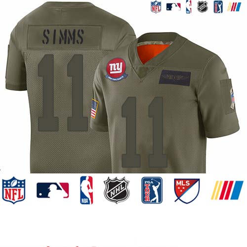 Personalized Giants #11 Phil Simms Camo Youth Stitched Football Limited 2019 Salute to Service Jersey