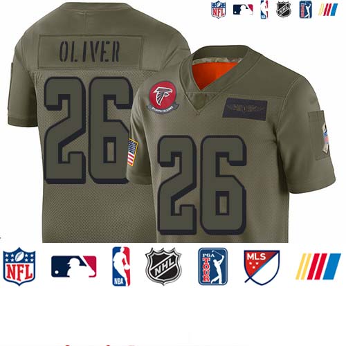 Personalized Falcons #26 Isaiah Oliver Camo Youth Stitched Football Limited 2019 Salute to Service Jersey