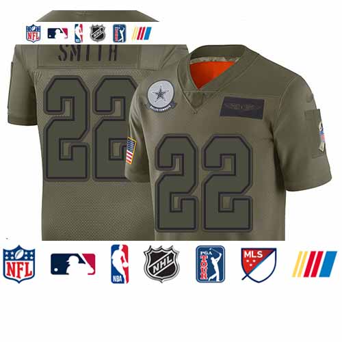 Personalized Cowboys #22 Emmitt Smith Camo Youth Stitched Football Limited 2019 Salute to Service Jersey