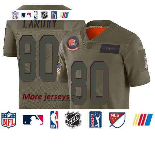 Personalized Browns #80 Jarvis Landry Camo Youth Stitched Football Limited 2019 Salute to Service Jersey