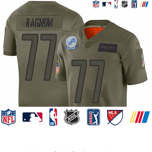 Personalized Lions #77 Frank Ragnow Camo Men’s Stitched Football Limited 2019 Salute To Service Jersey