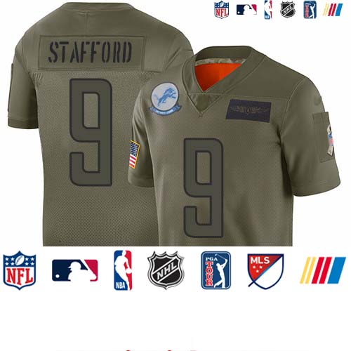 Personalized Lions #9 Matthew Stafford Camo Men’s Stitched Football Limited 2019 Salute To Service Jersey