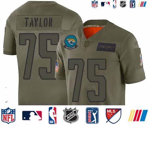 Personalized Jaguars #75 Jawaan Taylor Camo Men’s Stitched Football Limited 2019 Salute To Service Jersey