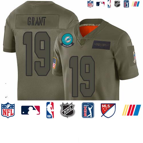 Personalized Dolphins #19 Jakeem Grant Camo Men’s Stitched Football Limited 2019 Salute To Service Jersey