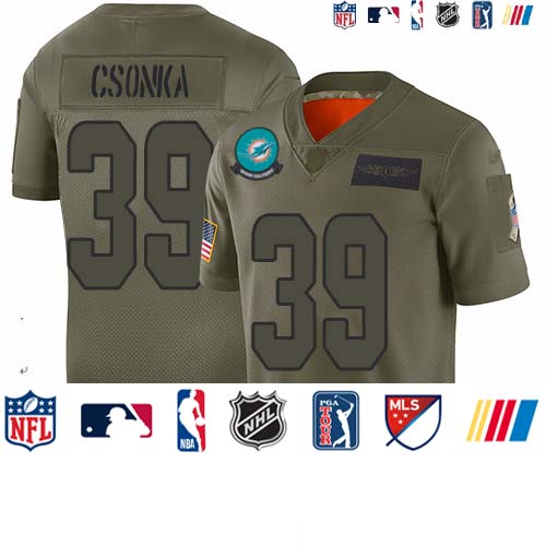 Personalized Dolphins #39 Larry Csonka Camo Men’s Stitched Football Limited 2019 Salute To Service Jersey
