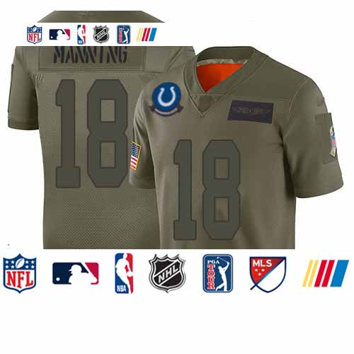 Personalized Colts #18 Peyton Manning Camo Men’s Stitched Football Limited 2019 Salute To Service Jersey
