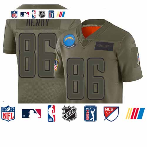 Personalized Chargers #86 Hunter Henry Camo Men’s Stitched Football Limited 2019 Salute To Service Jersey