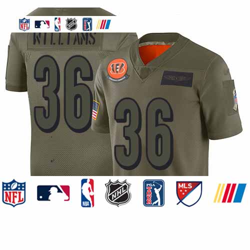 Personalized Bengals #36 Shawn Williams Camo Men’s Stitched Football Limited 2019 Salute To Service Jersey