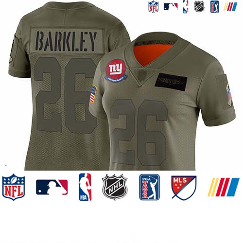 Personalized Giants #26 Saquon Barkley Camo Women’s Stitched Football Limited 2019 Salute to Service Jersey