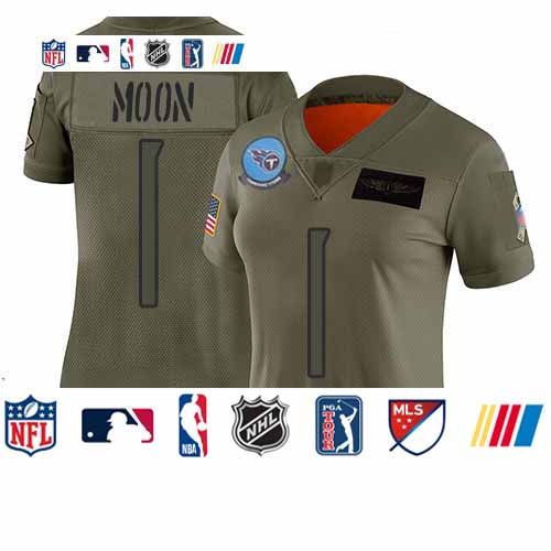 Personalized Titans #1 Warren Moon Camo Women’s Stitched Football Limited 2019 Salute to Service Jersey