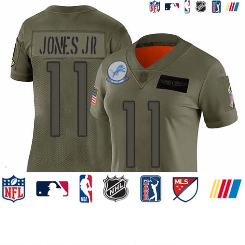 Personalized Lions #11 Marvin Jones Jr Camo Women’s Stitched Football Limited 2019 Salute to Service Jersey