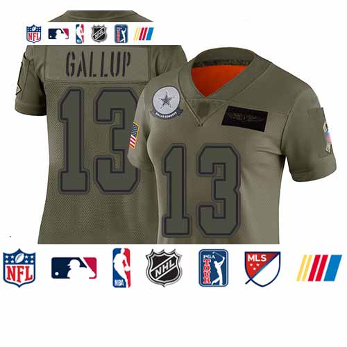 Personalized Cowboys #13 Michael Gallup Camo Women’s Stitched Football Limited 2019 Salute to Service Jersey