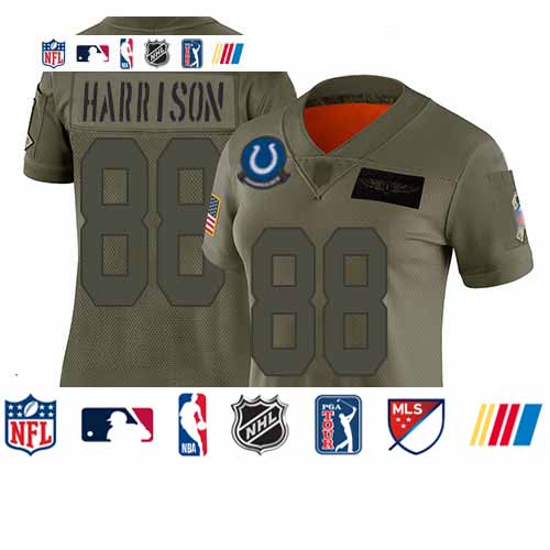 Personalized Colts #88 Marvin Harrison Camo Women’s Stitched Football Limited 2019 Salute to Service Jersey