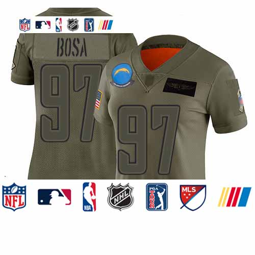 Personalized Chargers #97 Joey Bosa Camo Women’s Stitched Football Limited 2019 Salute to Service Jersey