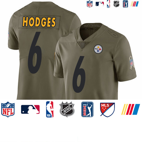 Personalized Steelers #6 Devlin Hodges Olive Men’s Stitched Football Limited 2017 Salute To Service Jersey