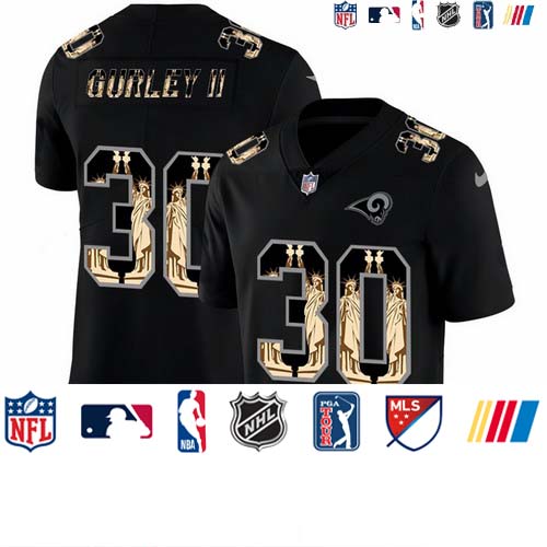Personalized Rams 30 Todd Gurley II Black Statue Of Liberty Limited Jersey