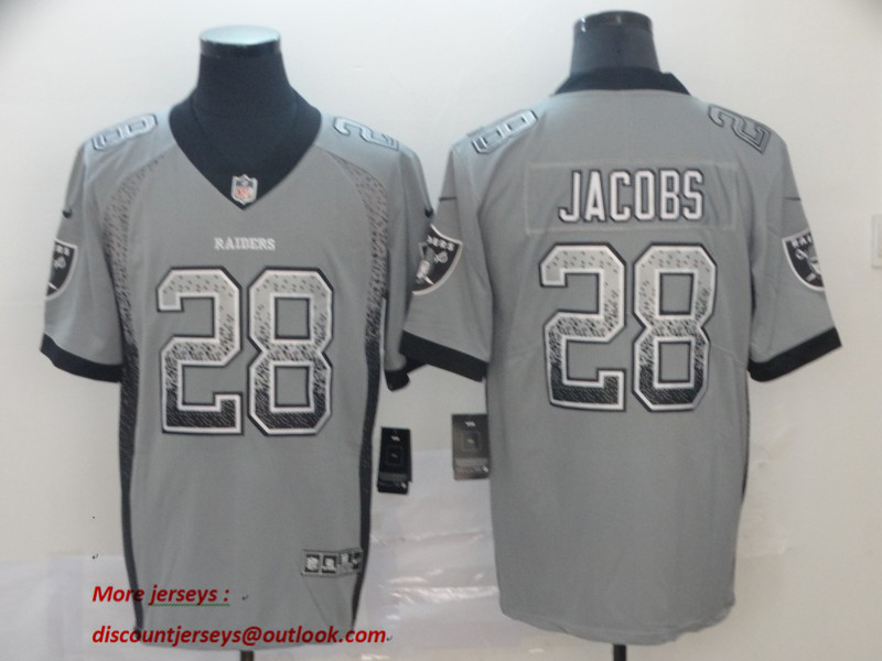 Personalized Raiders 28 Josh Jacobs Gray Drift Fashion Limited Jersey