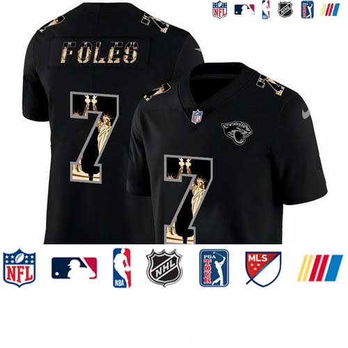 Personalized Jaguars 7 Nick Foles Black Statue Of Liberty Limited Jersey
