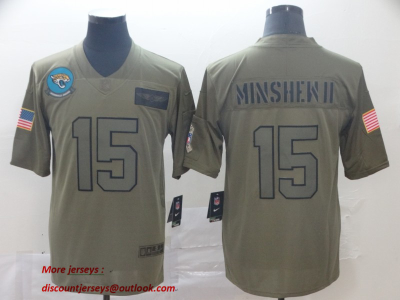 Personalized Jaguars 15 Gardner Minshew II 2019 Olive Salute To Service Limited Jersey