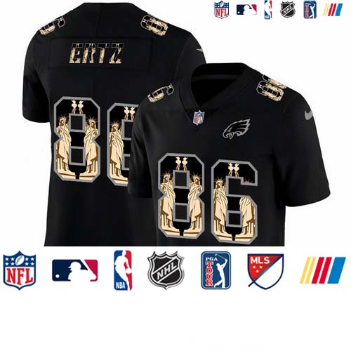 Personalized Eagles 86 Zach Ertz Black Statue Of Liberty Limited Jersey