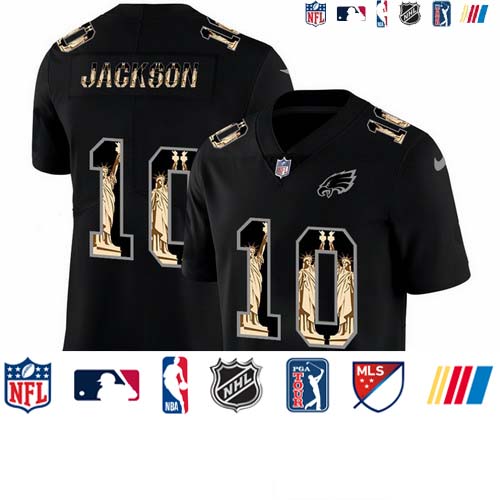 Personalized Eagles 10 DeSean Jackson Black Statue Of Liberty Limited Jersey