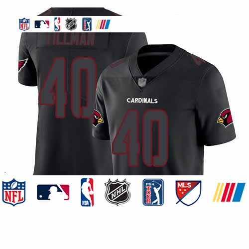 Personalized Cardinals #40 Pat Tillman Black Men’s Stitched Football Limited Rush Impact Jersey