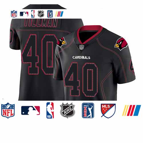 Personalized Cardinals #40 Pat Tillman Lights Out Black Men’s Stitched Football Limited Rush Jersey