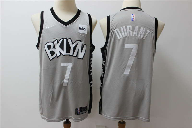 Personalized Nets 7 Kevin Durant Gray Swingman Jersey