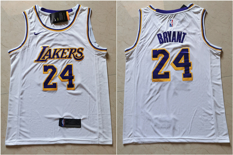 Personalized Lakers 24 Kobe Bryant White Swingman Jersey