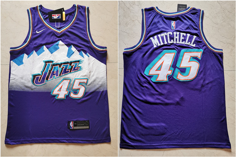 Personalized Jazz 45 Donovan Mitchell Purple Swingman Jersey