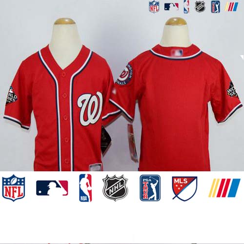 Personalized Nationals Blank Red Cool Base 2019 World Series Bound Stitched Youth Baseball Jersey