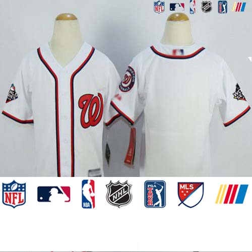 Personalized Nationals Blank White Cool Base 2019 World Series Bound Stitched Youth Baseball Jersey