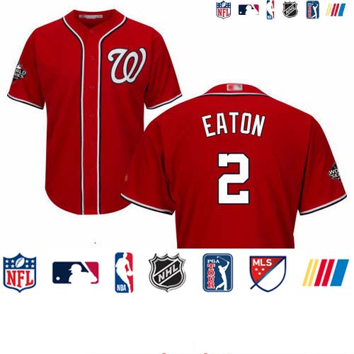 Personalized Nationals #2 Adam Eaton Red Cool Base 2019 World Series Bound Stitched Youth Baseball Jersey