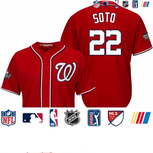 Personalized Nationals #22 Juan Soto Red Cool Base 2019 World Series Bound Stitched Youth Baseball Jersey