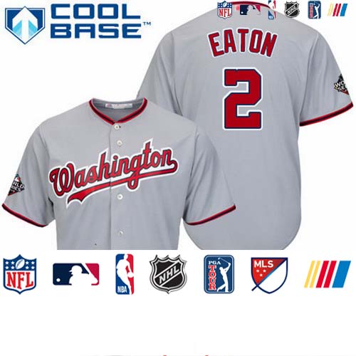 Personalized Nationals #2 Adam Eaton Grey Cool Base 2019 World Series Bound Stitched Youth Baseball Jersey