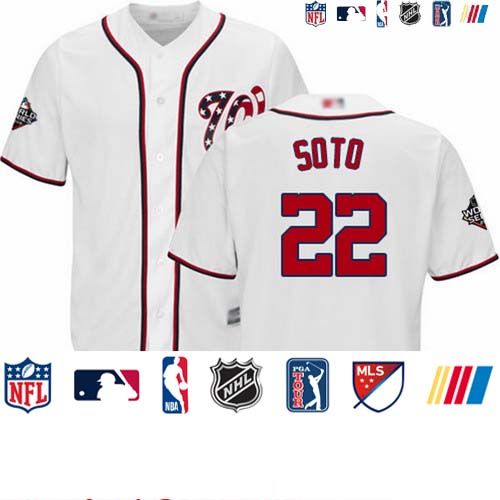 Personalized Nationals #22 Juan Soto White Cool Base 2019 World Series Bound Stitched Youth Baseball Jersey