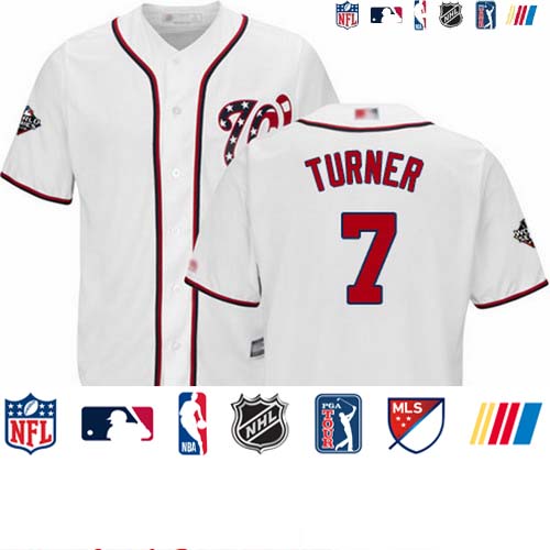 Personalized Nationals #7 Trea Turner White Cool Base 2019 World Series Bound Stitched Youth Baseball Jersey
