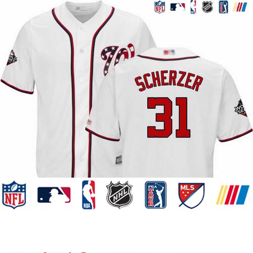 Personalized Nationals #31 Max Scherzer White Cool Base 2019 World Series Bound Stitched Youth Baseball Jersey